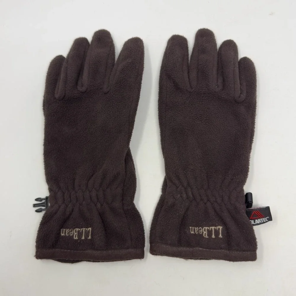 LL‎ Bean Polartec Fleece Gloves Women's Small Brown Reinforced Palm 0AFX9